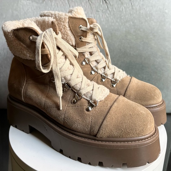 🌸STEVE MADDEN 🌸 Reyen Platform Boot In Oatmeal Suede Size: 10 - Picture 7 of 10